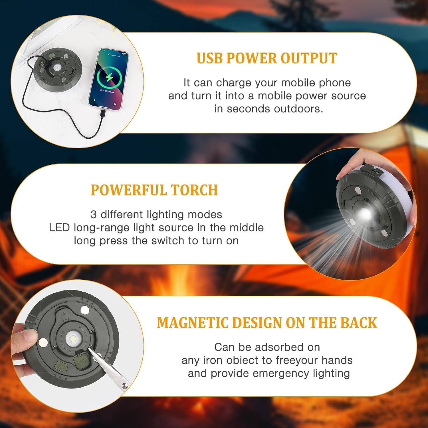 Outdoor String Lights 10 m Camping Light String Lights Retractable Outdoor Waterproof Portable Stowable String Light for Camping Travel Garden