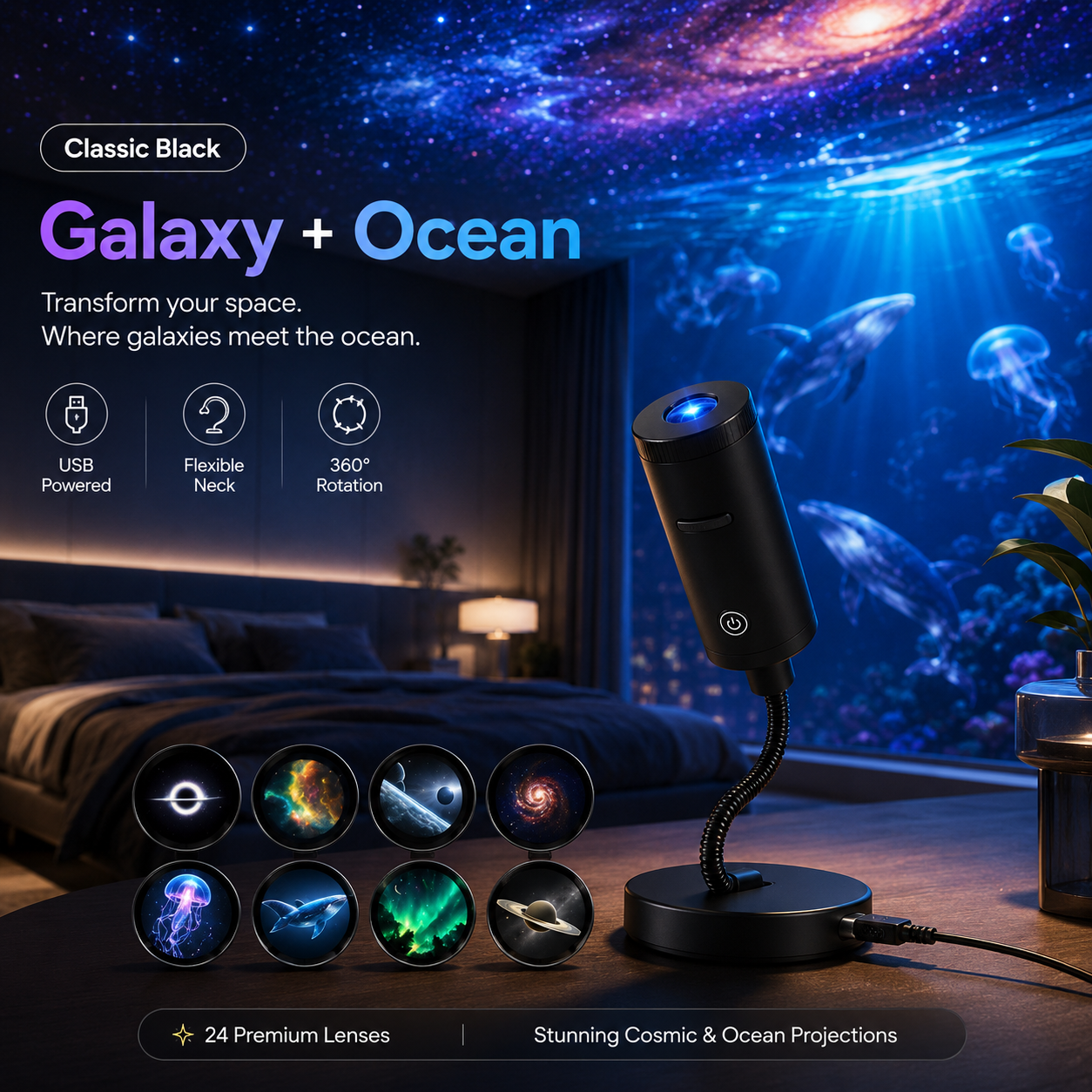 🔥 Last Day 57% OFF 🌌 HD Smart 5D Holographic Night Light Projector