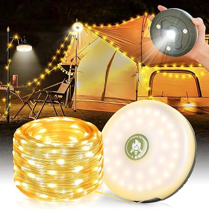 Outdoor String Lights 10 m Camping Light String Lights Retractable Outdoor Waterproof Portable Stowable String Light for Camping Travel Garden