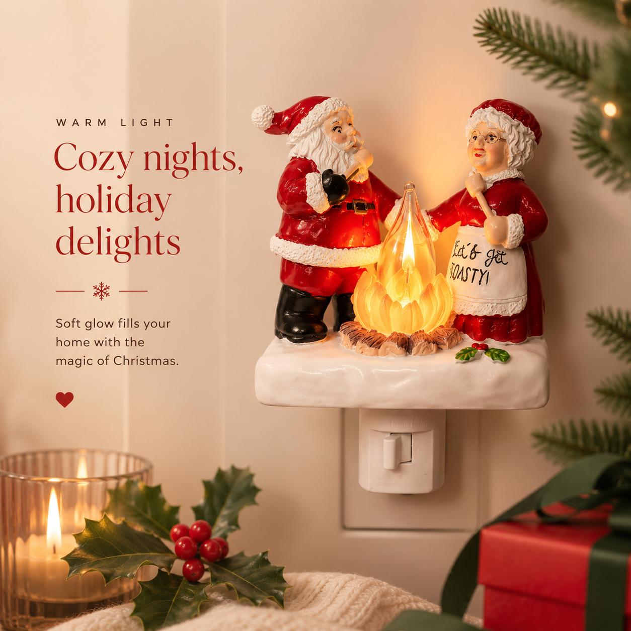 3D LED Santa Claus Campfire Night Light - Warm White Compact Indoor Decorative Light with Realistic Flickering, Funny Halloween & Christmas Themed Decor, 2027 Design Home Festive Supply, Funny Halloween Nightlight