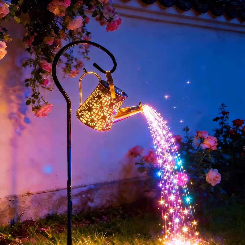 Halloween Decorations Solar Lights - String Lights with Cone-Shaped Solar Watering Can Lamps 