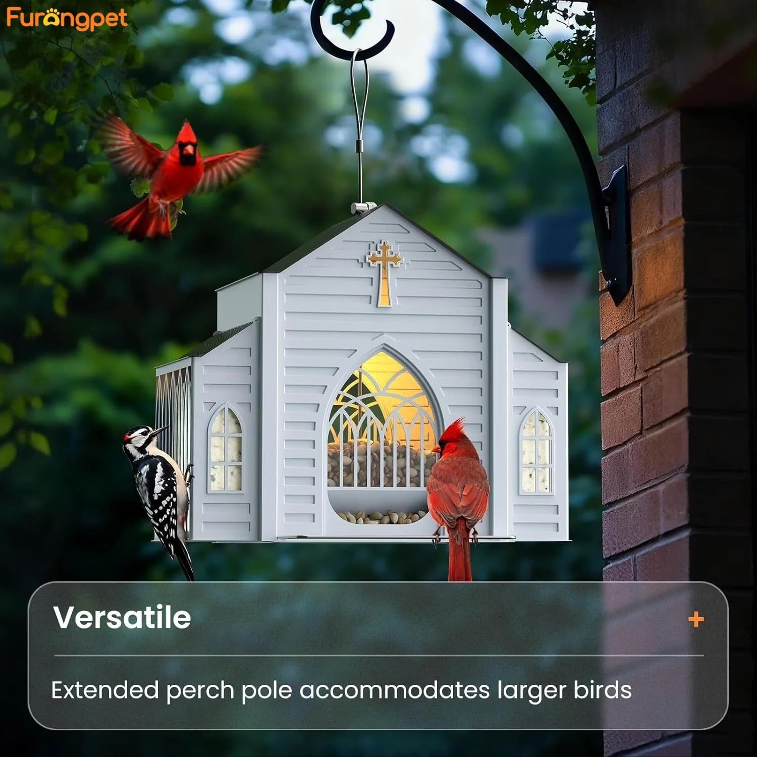 🎁 Church-Shaped Metal Bird Feeder With Solar Light