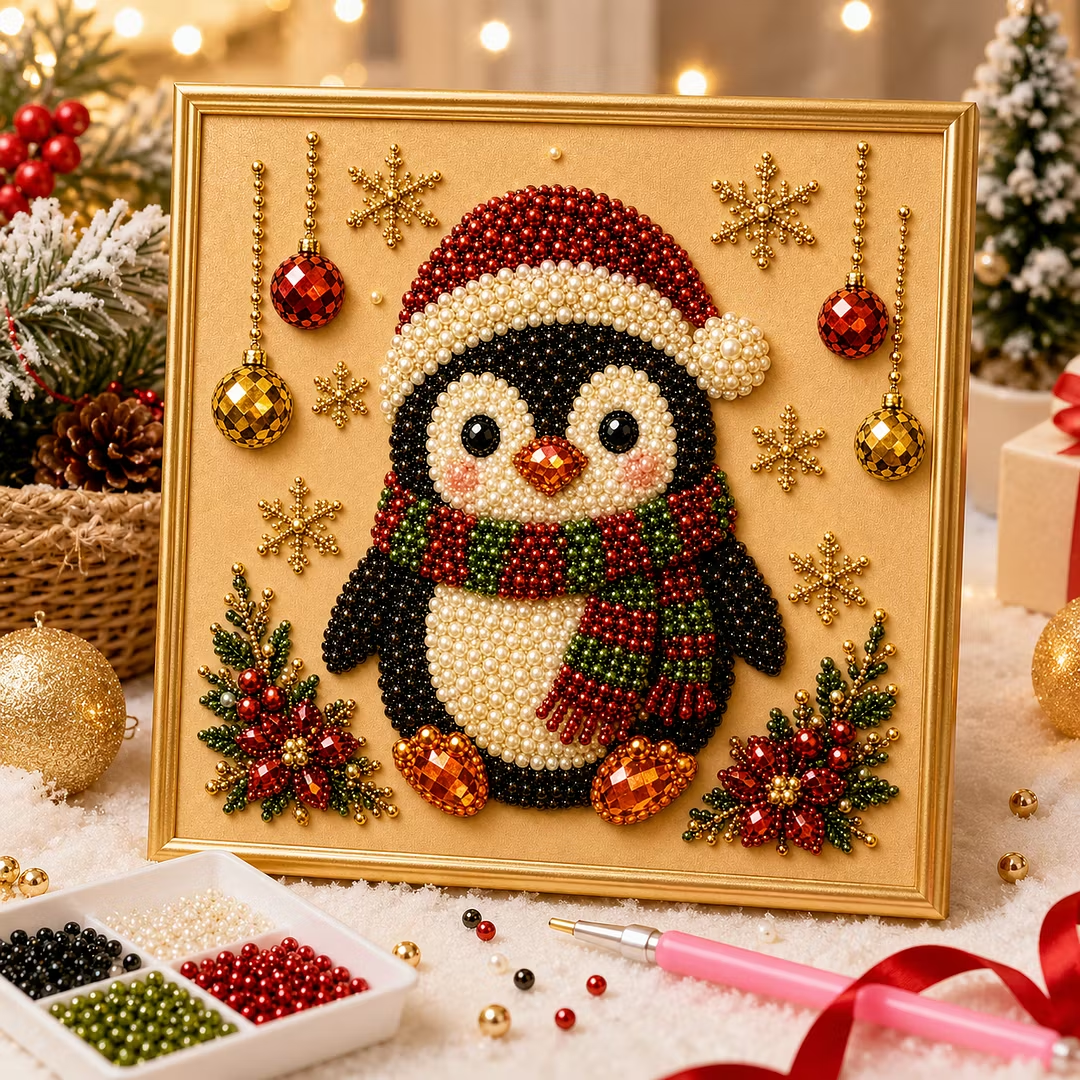 🎄Beginner-Friendly & Calming-💎 DIY Holiday Pearl Painting Kit With Frame