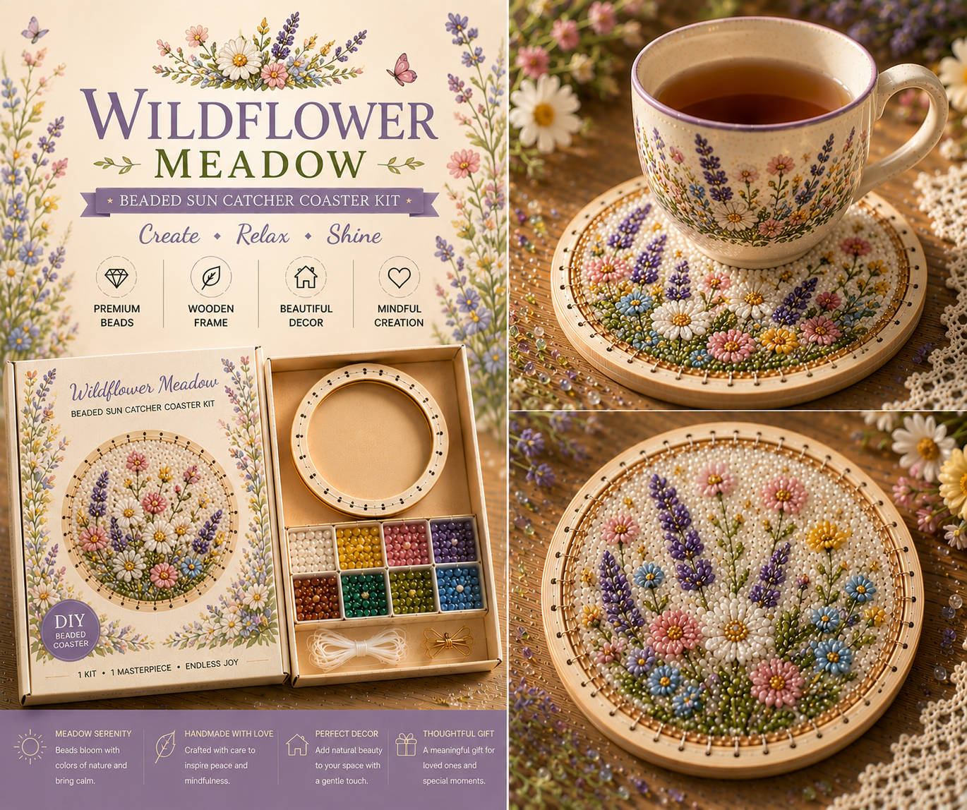 Last Day: BUY 3 GET 1 FREE¸ Beaded Sun Catcher Coaster Kit Collection