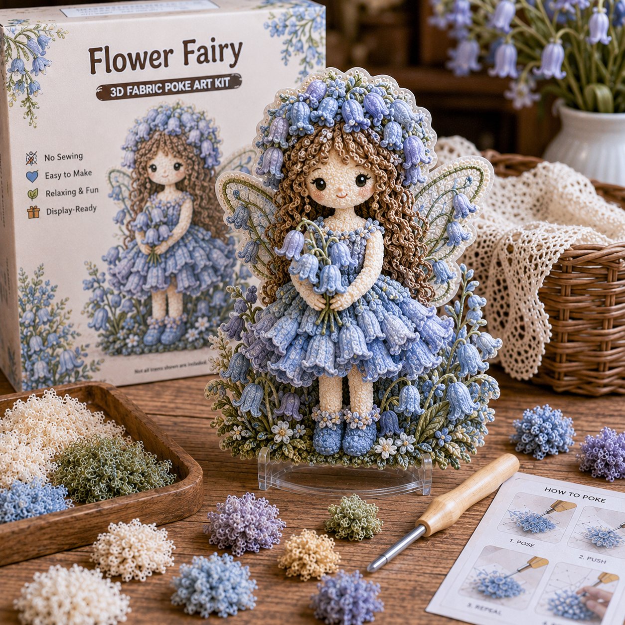 🌸Flower Fairy 3D Fabric Poke Art Kit