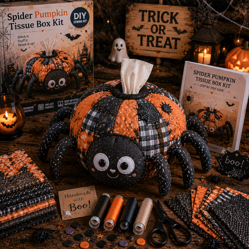 🔥40% Off Last Day - 🎃Halloween Patchwork Tissue Box DIY Sewing Kit