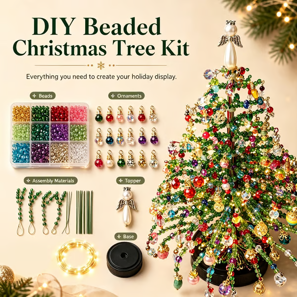 🔥Limited time 70% OFF -🎄✨ DIY Beaded Christmas Tree Kit – 🎅Create Your Own Sparkling Holiday Decoration