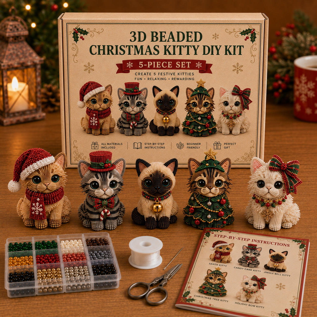 Celebrate Every Season in Beads ✨ 3D Beaded Kitty DIY Collection