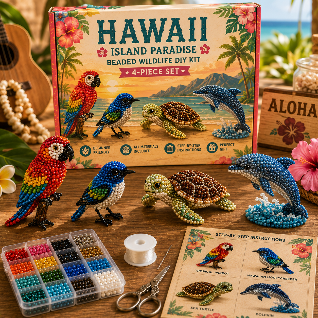 State Wildlife Beaded DIY Kit – 4-Piece Handmade Animal Craft Set Collection