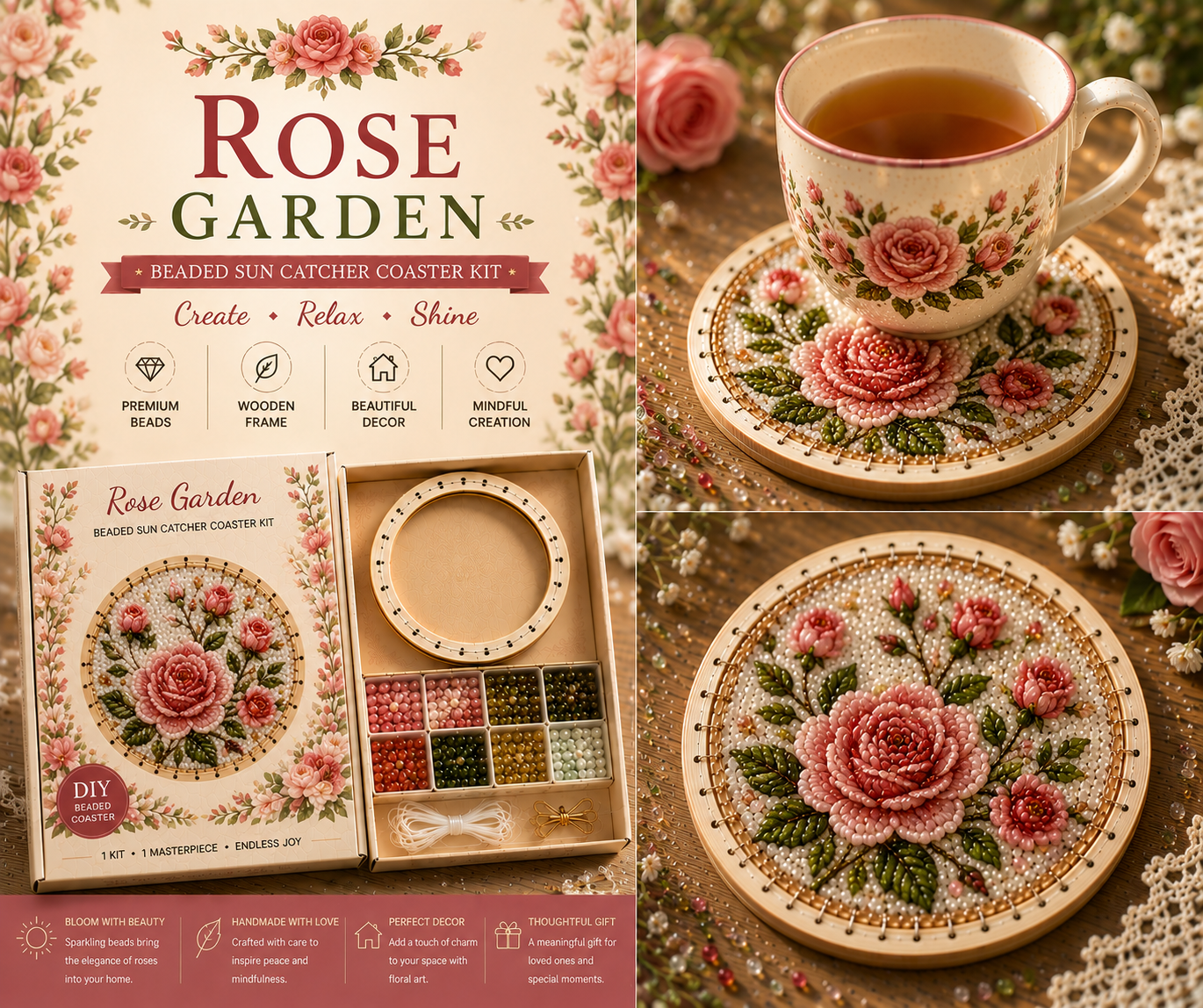 Last Day: BUY 3 GET 1 FREE¸ Beaded Sun Catcher Coaster Kit Collection