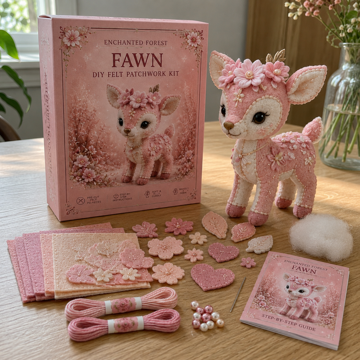 💗Pink Woodland Friends DIY Felt Sewing Kit – Make Your Own Cute Animal