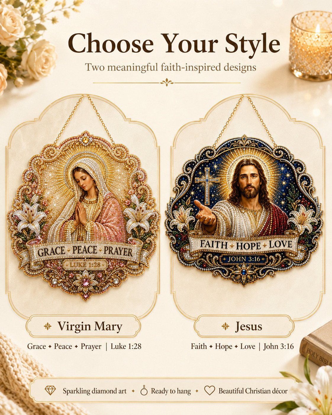 🙏✝️Christian Diamond Art Hanging Ornament Kit
