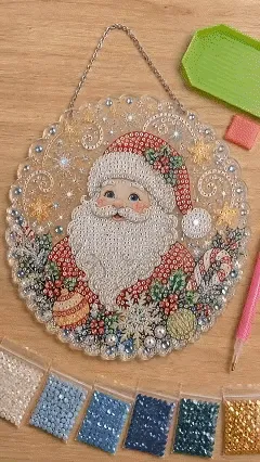 DIY Christmas pearl diamond art hanging plaque kit
