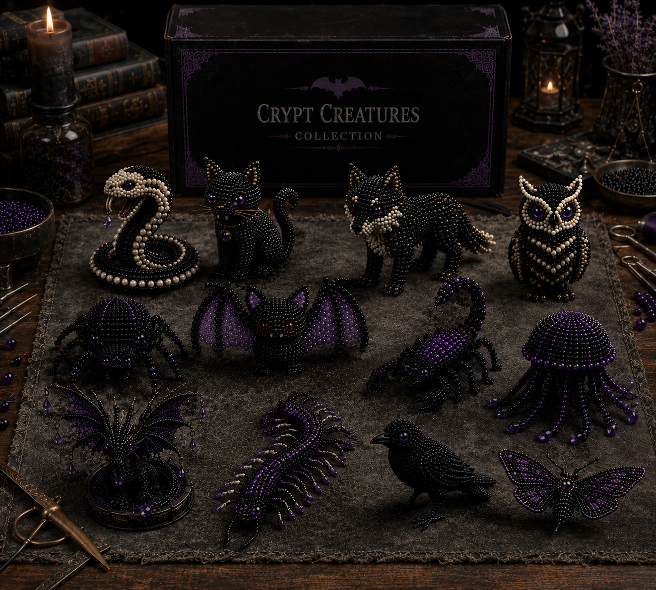 🔥LAST DAY：BUY 3 GET 1 FREE 🐈‍⬛ Create Your Own Crypt Creatures – 12 Dark Fantasy Collectibles!
