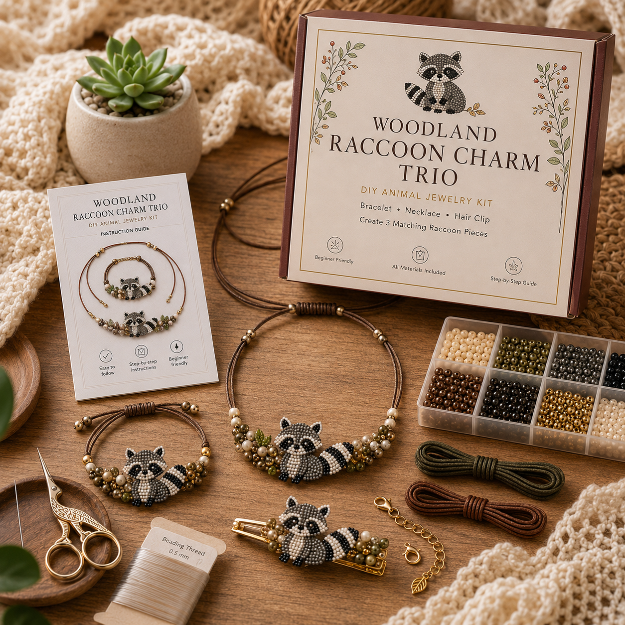 DIY Animal Beaded Jewelry Trio Kit 🧵