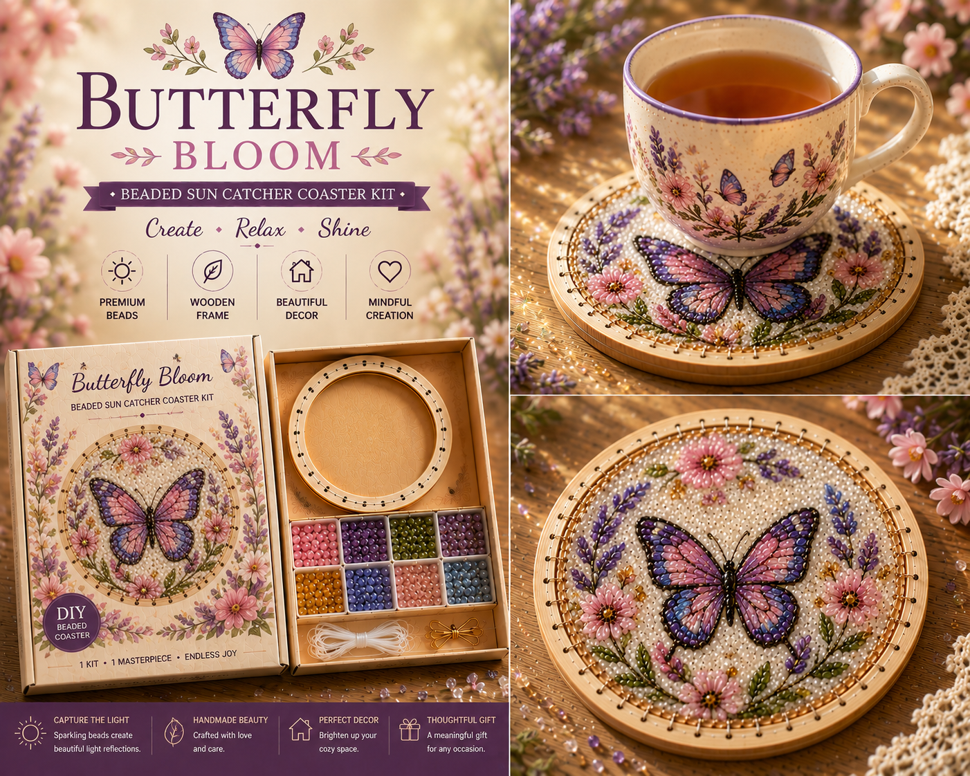Last Day: BUY 3 GET 1 FREE¸ Beaded Sun Catcher Coaster Kit Collection
