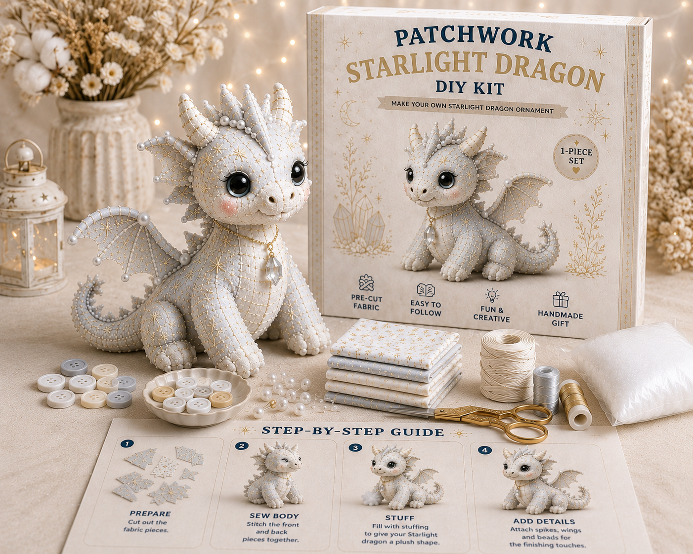 DIY Patchwork Dragon Kit – Craft Your Own Magical Collectible Dragon Plush 🎁 For Your Family ❤