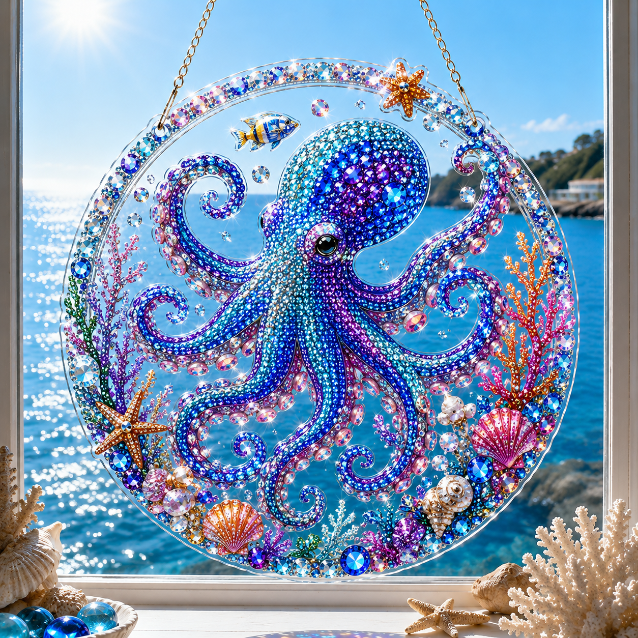 🧘Relaxing & Beginner-Friendly – 💎DIY Ocean Crystal Suncatcher Art Kit