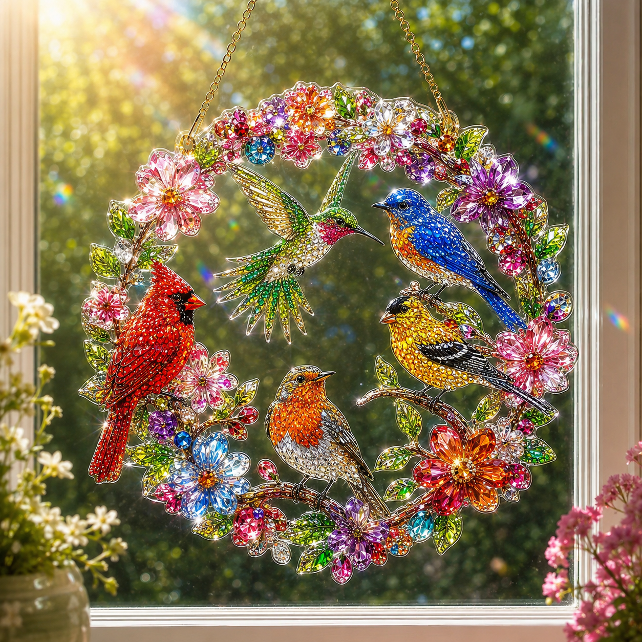 ☀️LAST DAY 70% OFF🌈 - Hummingbird Diamond Art Hanging Ornament Kit