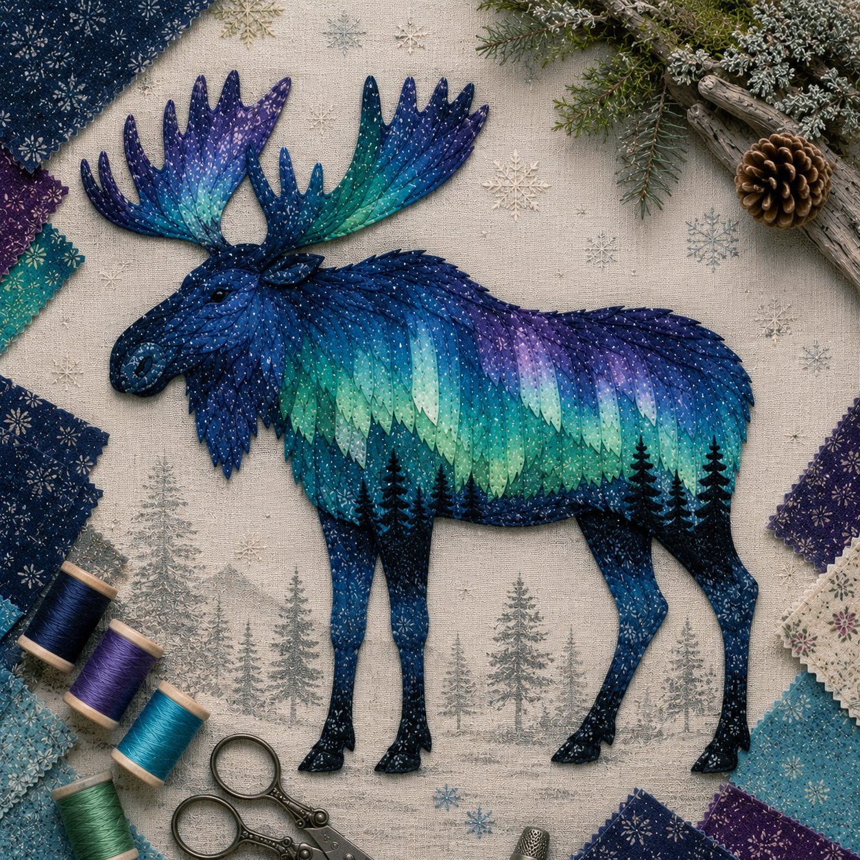 ⏳Last Day 50% OFF - 🌌🐺Northern Lights Wildlife DIY Patchwork Kit 📦Limited Stock🔥
