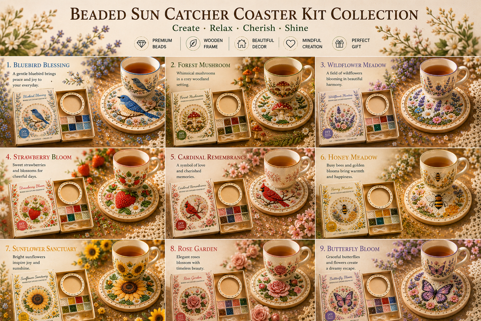 Last Day: BUY 3 GET 1 FREE¸ Beaded Sun Catcher Coaster Kit Collection