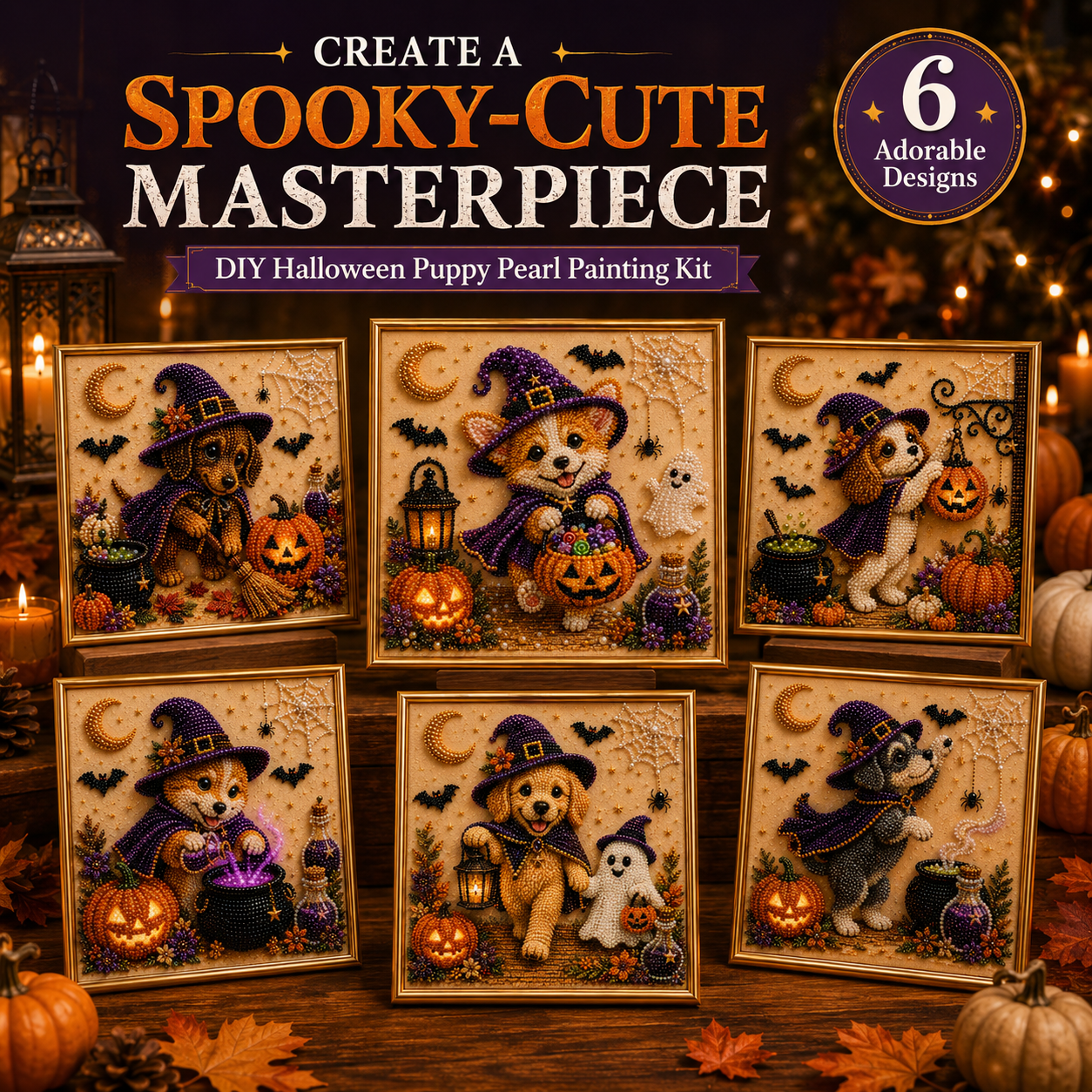🧘Relaxing & Beginner-Friendly -💎DIY Halloween Puppy Pearl Painting Kit🐶