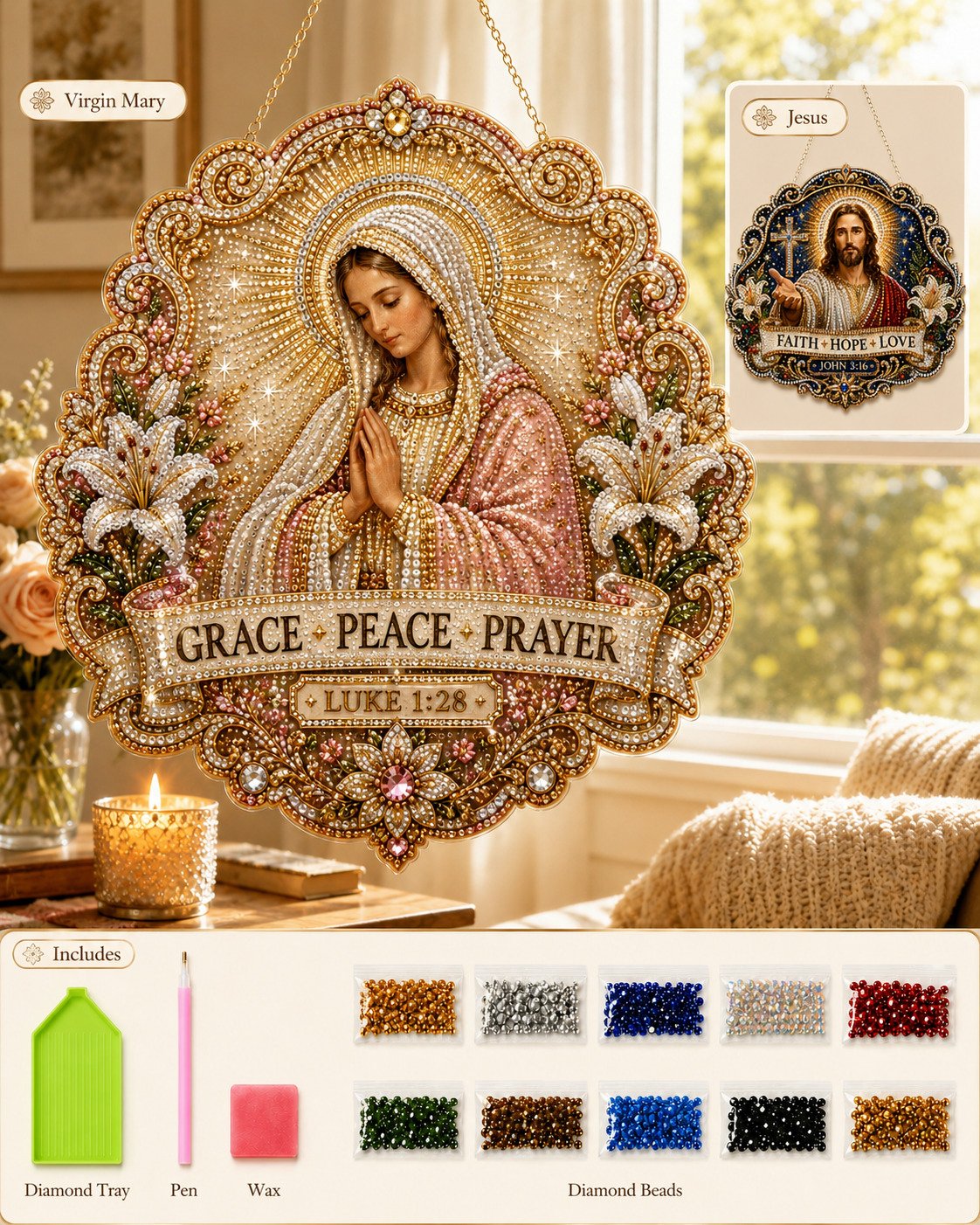 🙏✝️Christian Diamond Art Hanging Ornament Kit