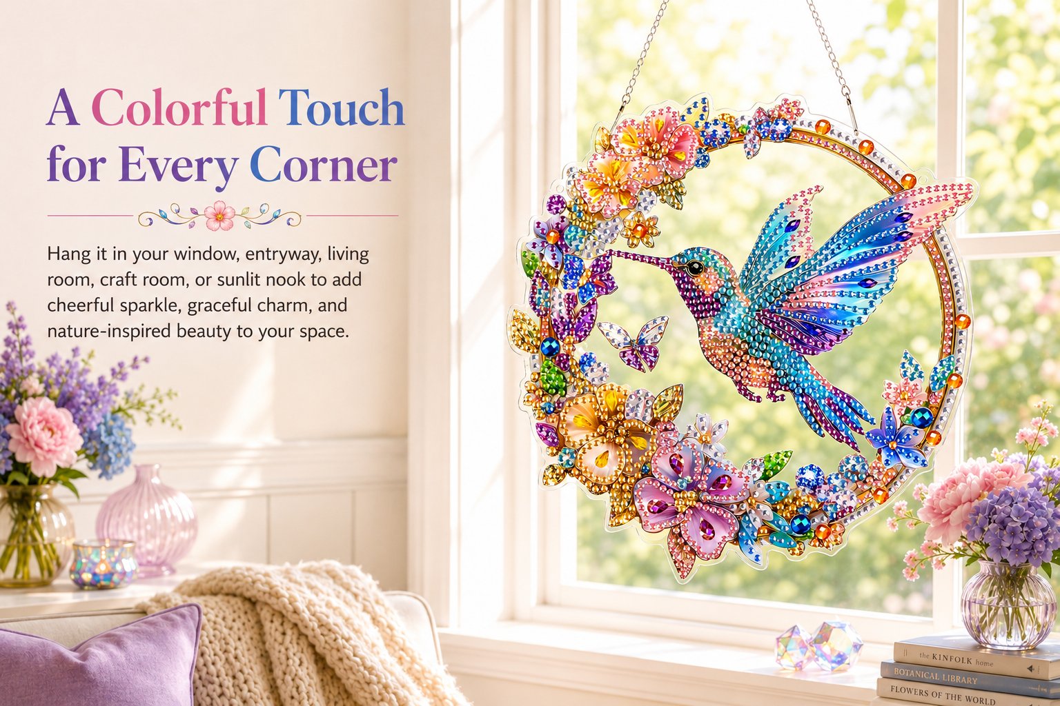 ☀️LAST DAY 70% OFF🌈 - Hummingbird Diamond Art Hanging Ornament Kit