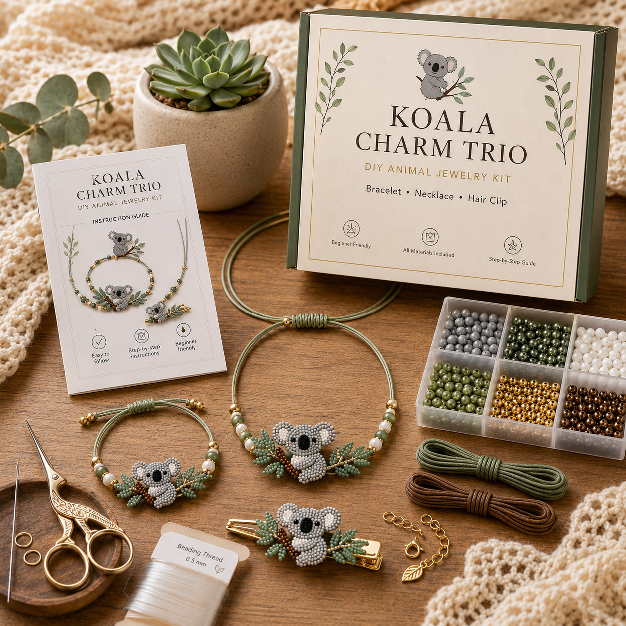 DIY Animal Beaded Jewelry Trio Kit 🧵