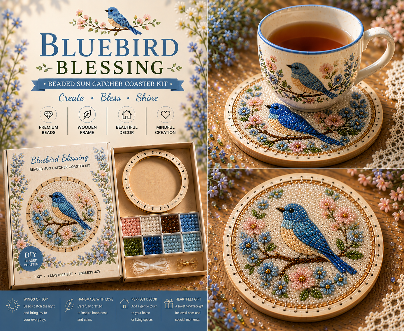 Last Day: BUY 3 GET 1 FREE¸ Beaded Sun Catcher Coaster Kit Collection