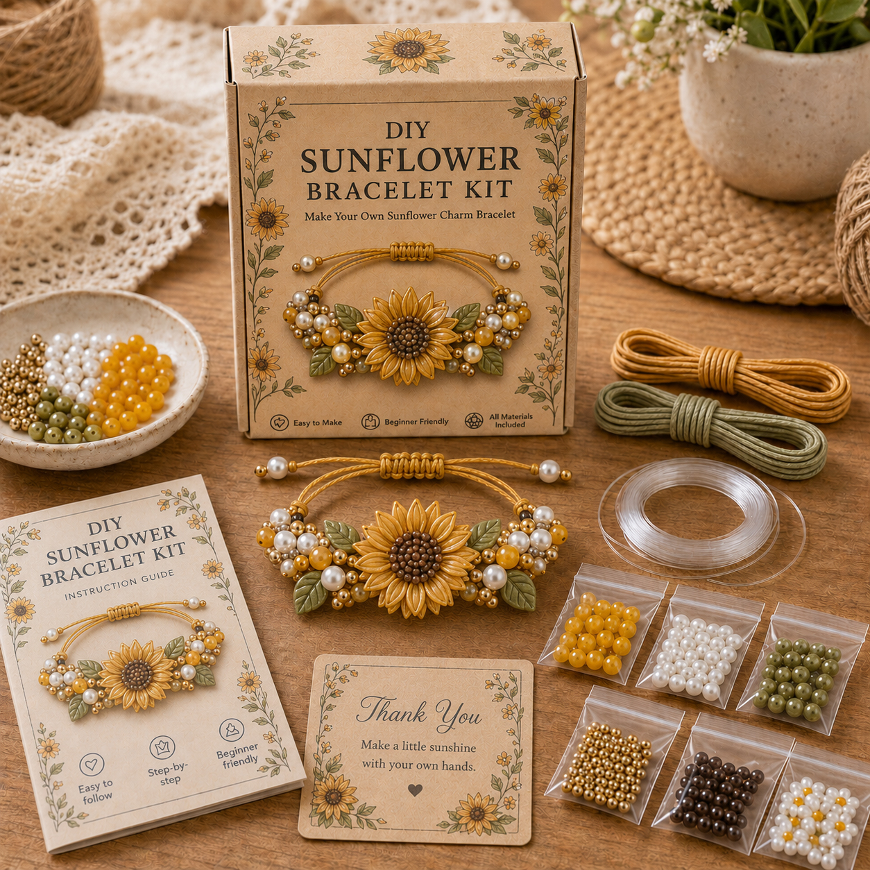 🌻🍄Cottage Garden Charm Bracelet DIY Kit Series🌼🌾🧺