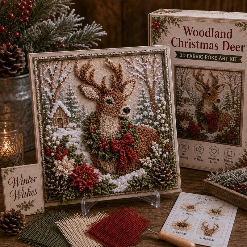 🎄🧵 Premium 3D Christmas Fabric Poke Art Kit