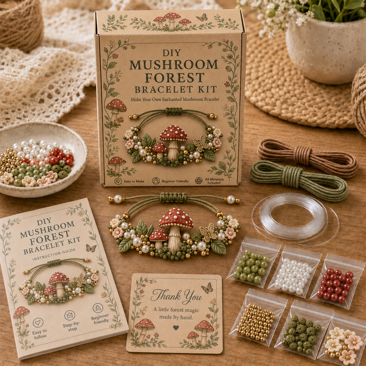 🌻🍄Cottage Garden Charm Bracelet DIY Kit Series🌼🌾🧺