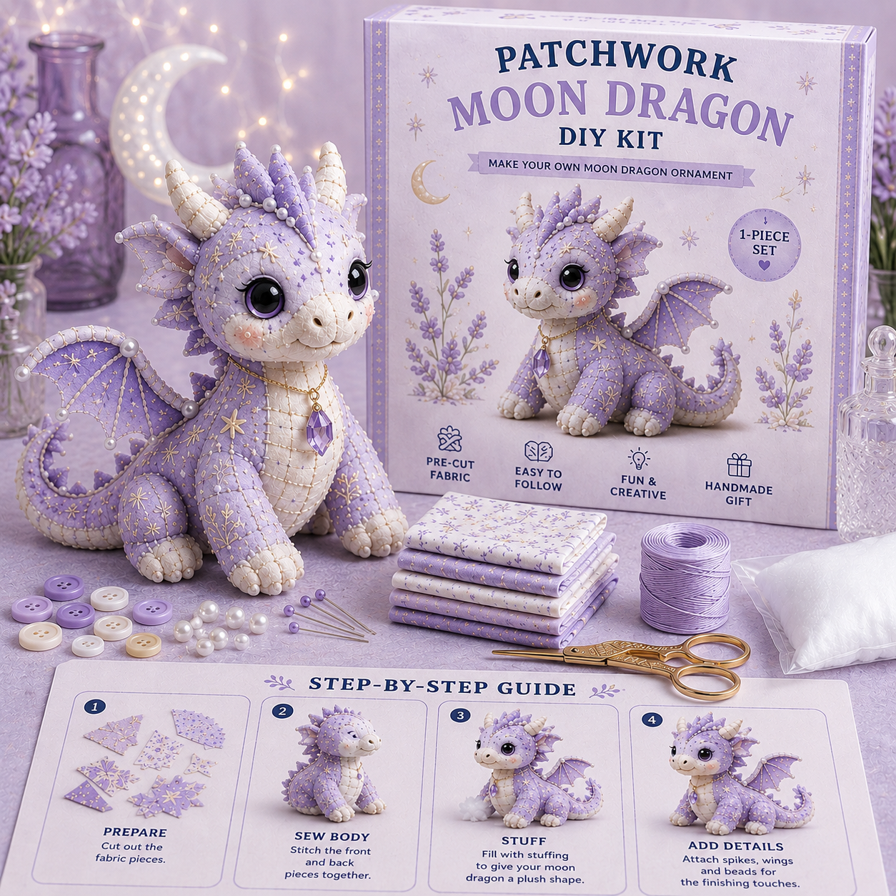 DIY Patchwork Dragon Kit – Craft Your Own Magical Collectible Dragon Plush 🎁 For Your Family ❤