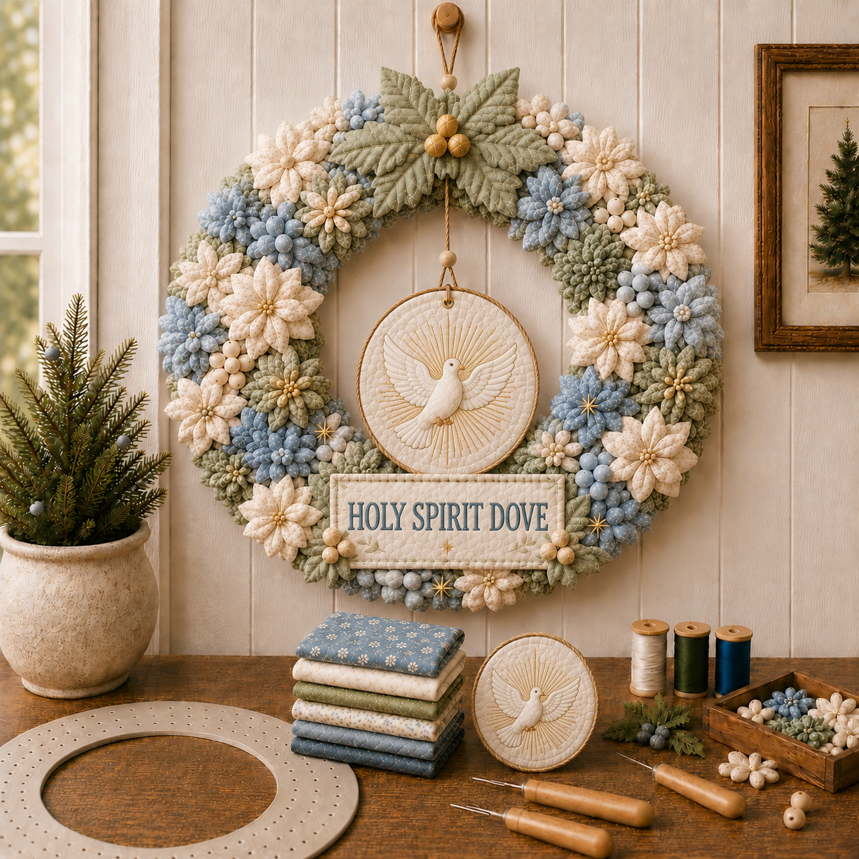✝️ Christian Faith Fabric Wreath DIY Kit
