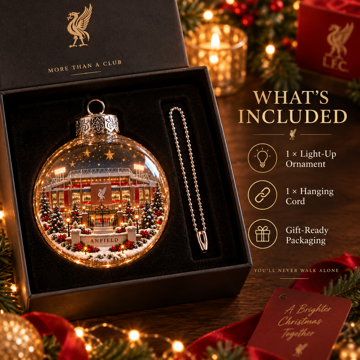 ⚽🎄 Light-Up Football Stadium Christmas Ornament
