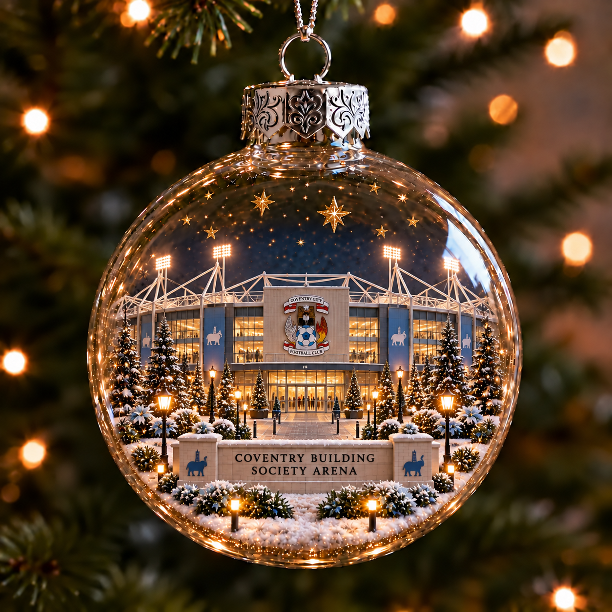 ⚽🎄 Light-Up Football Stadium Christmas Ornament