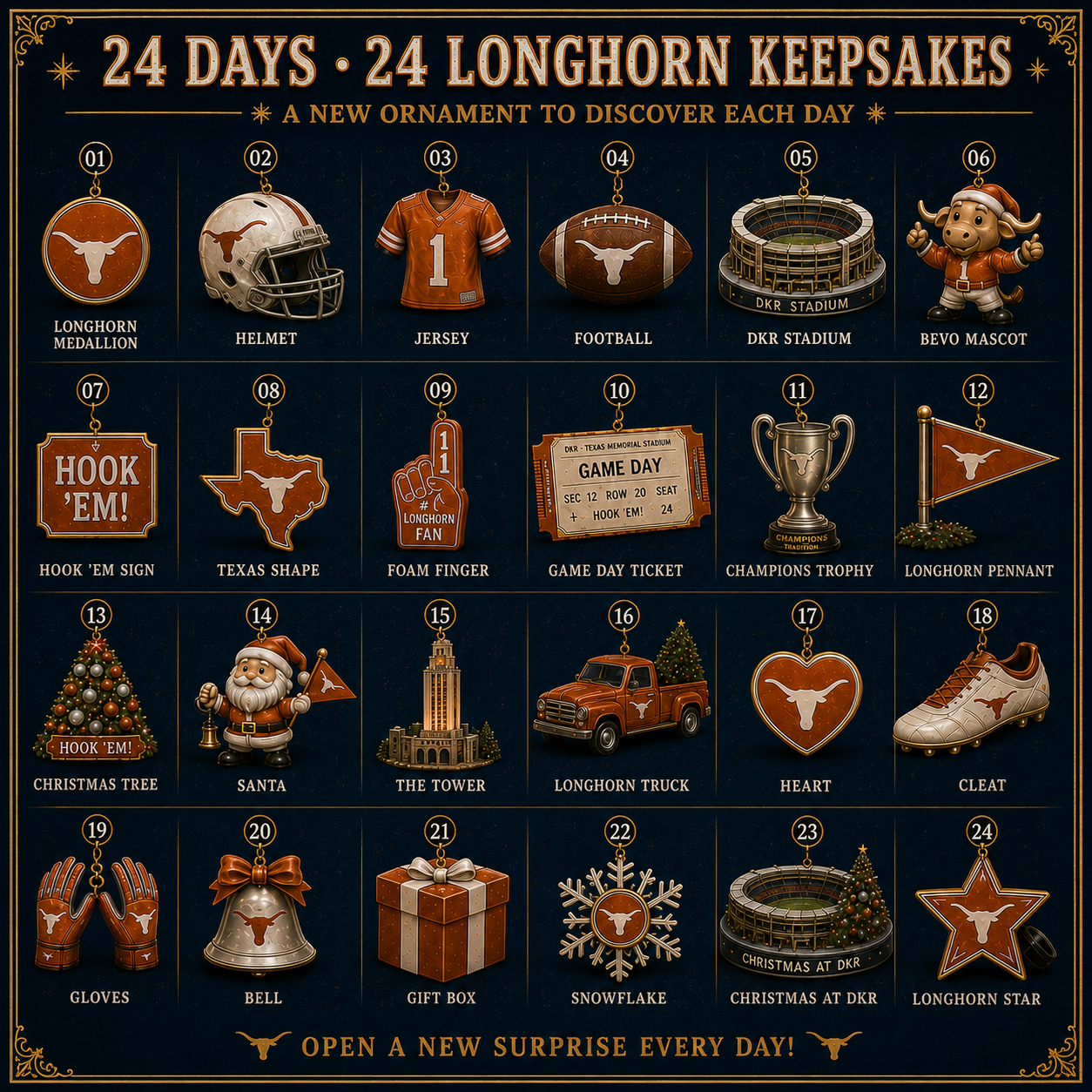 🎄 Hook ’Em! Football Christmas Advent Calendar