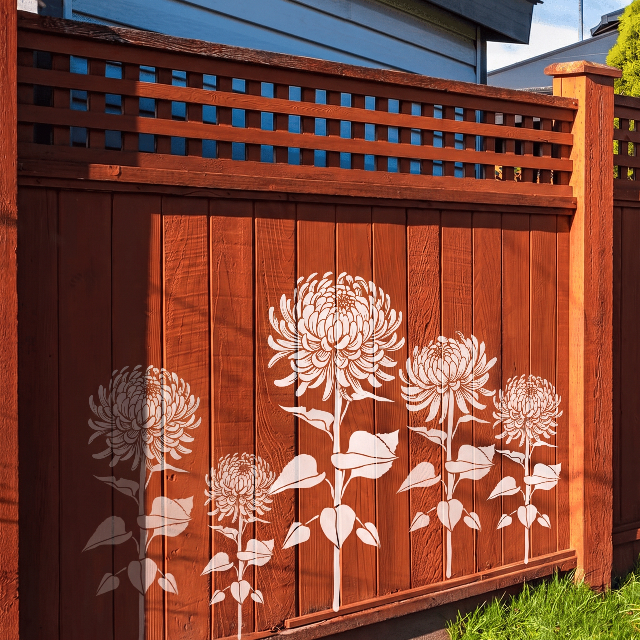 🍂 Chrysanthemum Garden Fence Large Flower Stencils 🌻 DIY Fall Decoration🧡（2pcs）