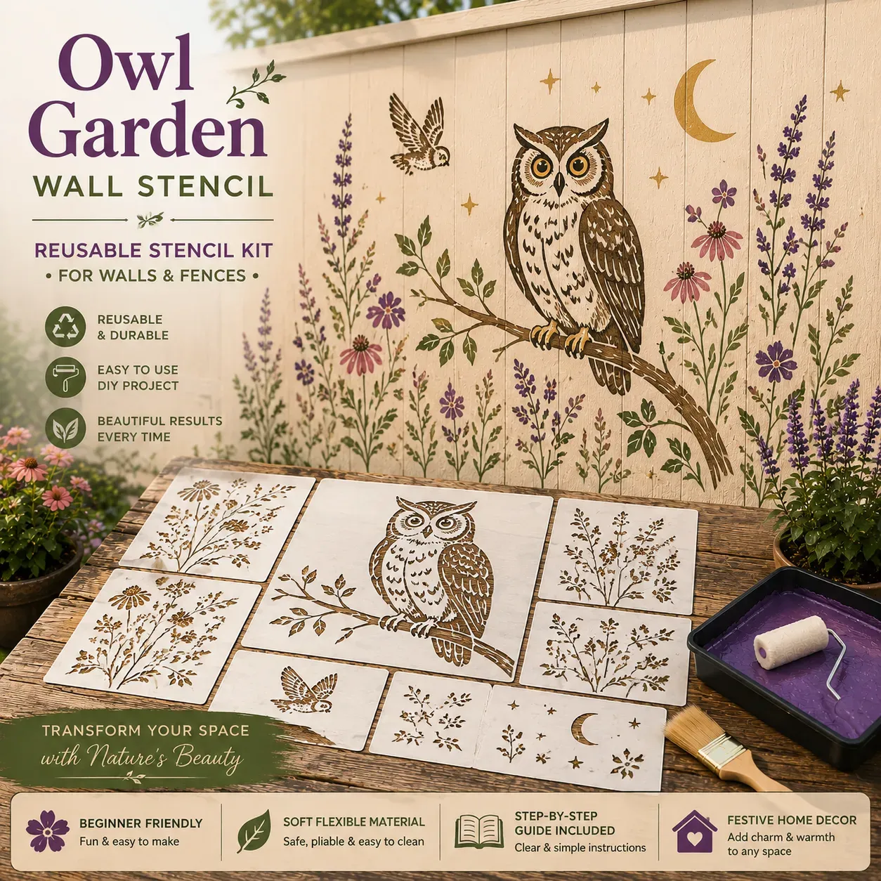 📦Limited Stock 49% OFF 🌿 Garden Wall Stencil™—Make your walls look lively and not monotonous 🎁 Give your child a vivid home🏠