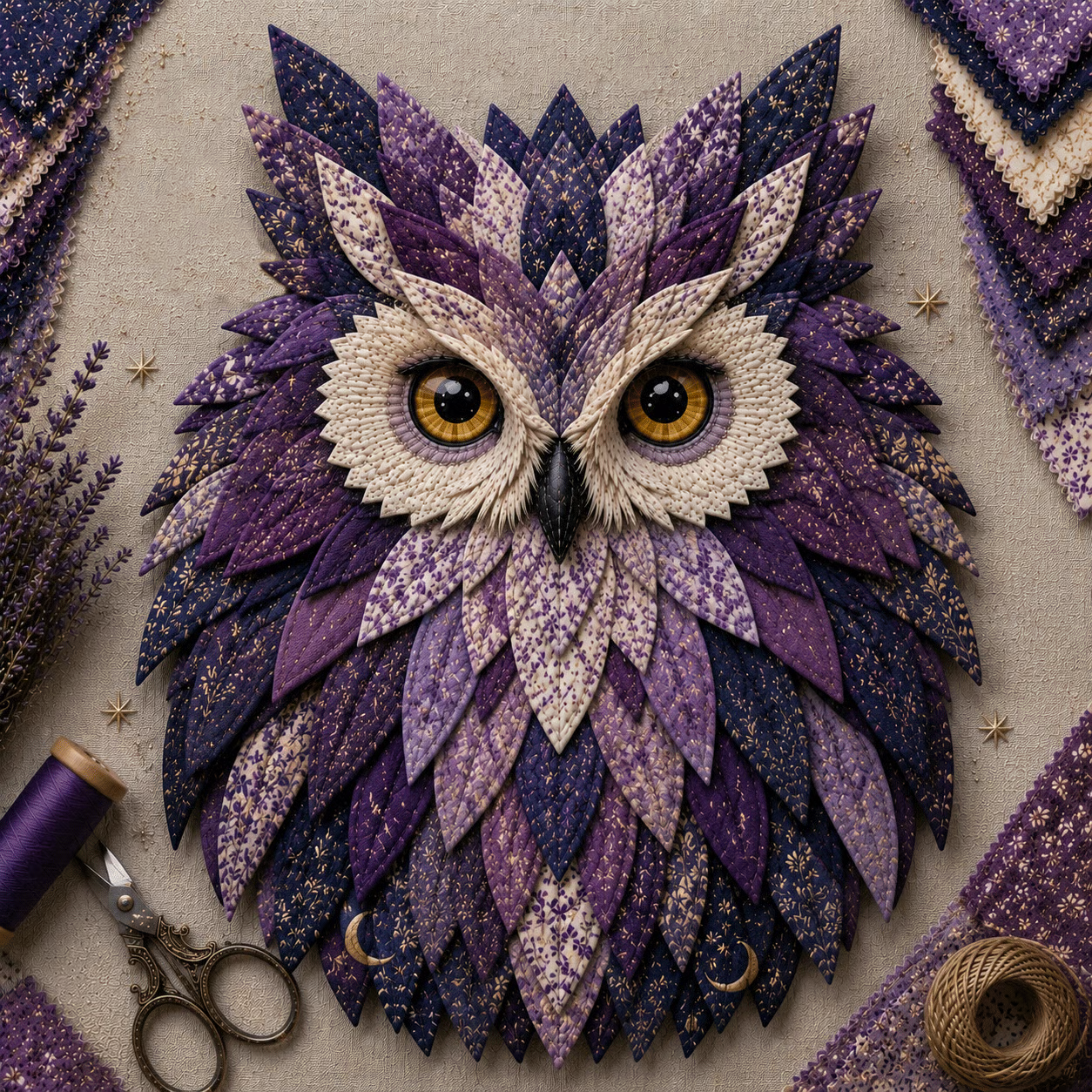 💥 LAST DAY 49% OFF - 🦉 Layered Fabric Owl Wall Art DIY Kit – Easy for Beginners, Guide Included