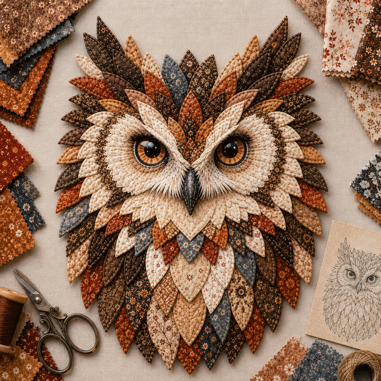 💥 LAST DAY 49% OFF - 🦉 Layered Fabric Owl Wall Art DIY Kit – Easy for Beginners, Guide Included
