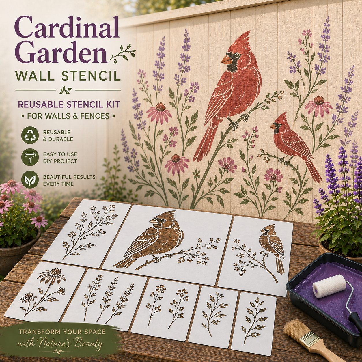 📦Limited Stock 49% OFF 🌿 Garden Wall Stencil™—Make your walls look lively and not monotonous 🎁 Give your child a vivid home🏠