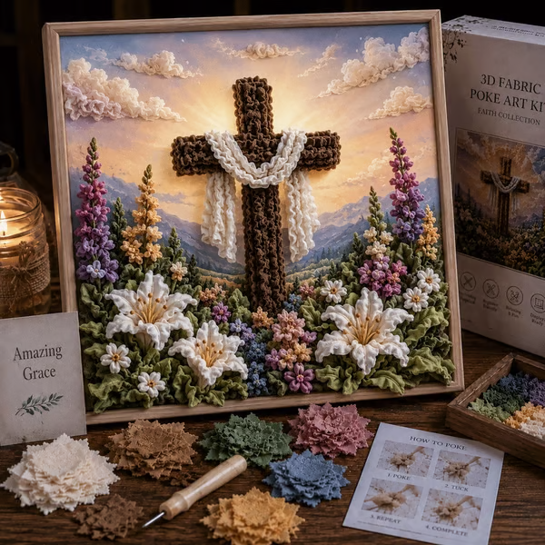 🔥 Last Day 49% OFF - ✝️3D Christian Fabric Poke Art Kit