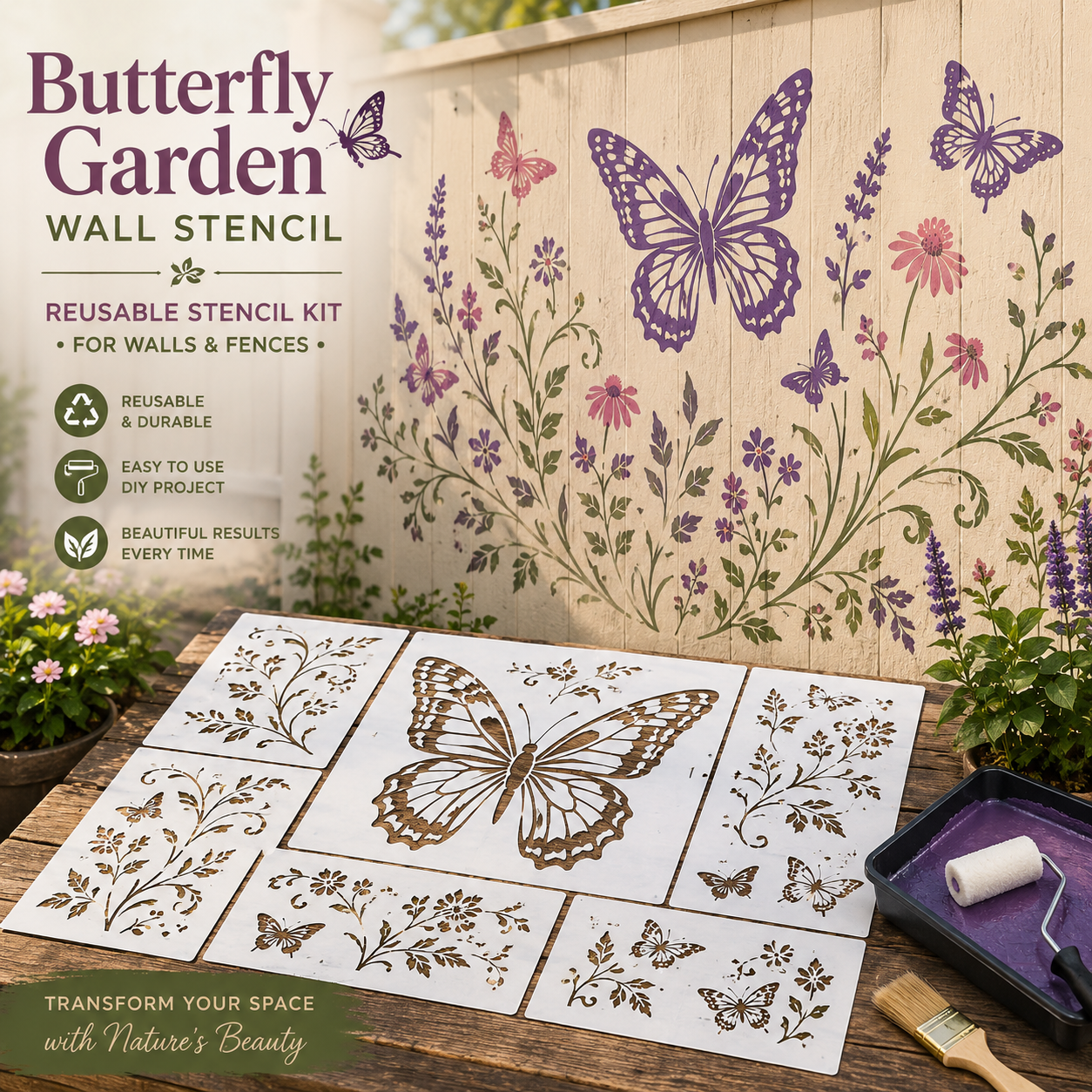 📦Limited Stock 49% OFF 🌿 Garden Wall Stencil™—Make your walls look lively and not monotonous 🎁 Give your child a vivid home🏠