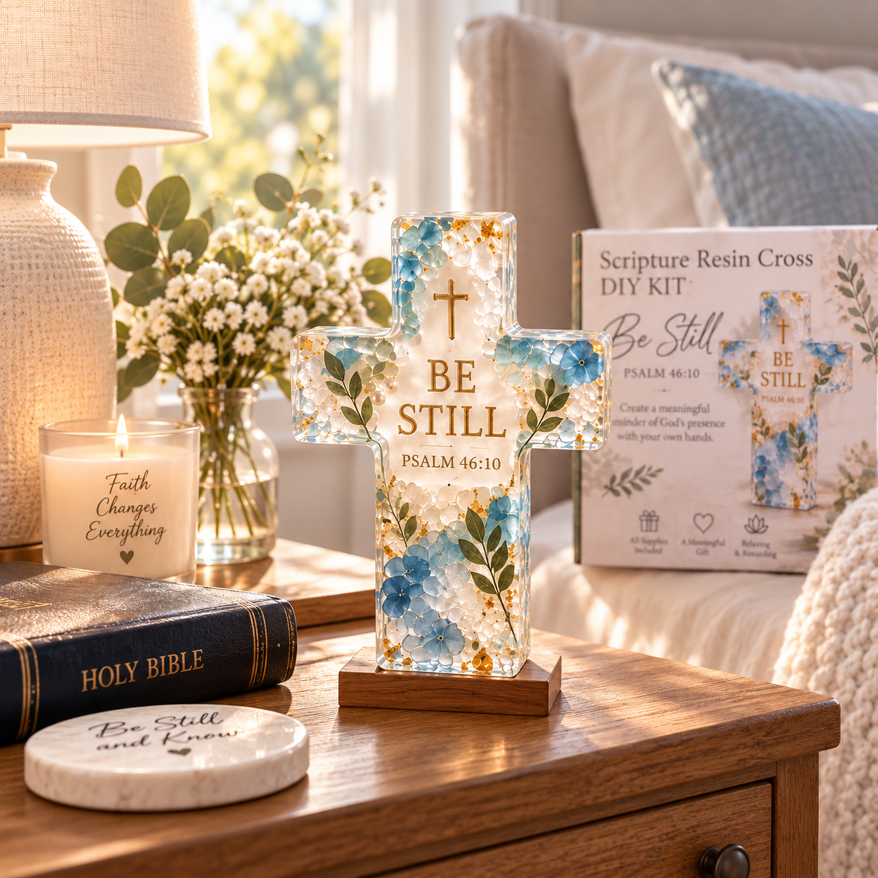 ✝️Psalm 46:10 - Be Still Scripture Resin Cross DIY Kit