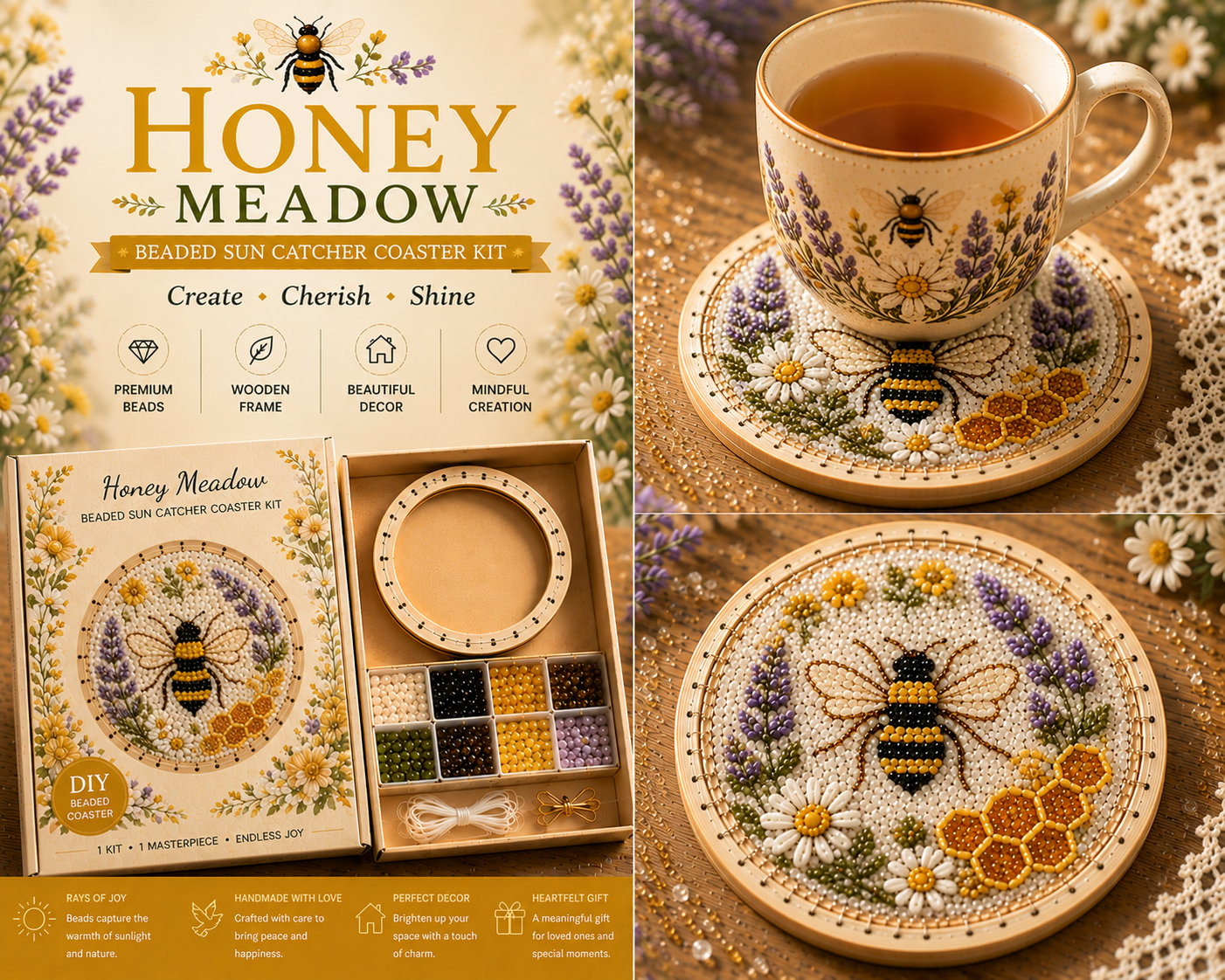 Last Day: BUY 3 GET 1 FREE¸ Beaded Sun Catcher Coaster Kit Collection