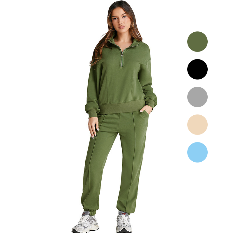 Women Solid Hoodie Tracksuit Long Sleeve Two Piece Casual Sweatsuit Set