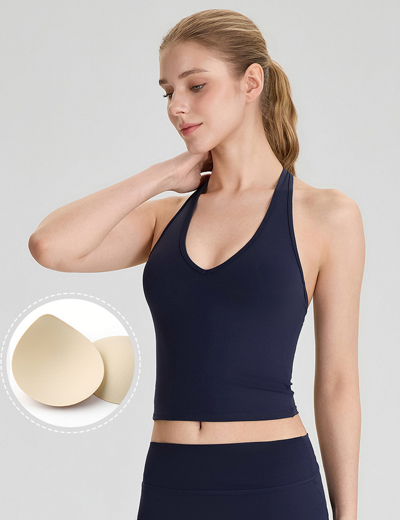Women’s High-Support Halter Yoga Tank Top with Built-In Bra – Open-Back, Breathable & Stretchy for Yoga, Pilates, Running, Casual Wear, Travel & Camping