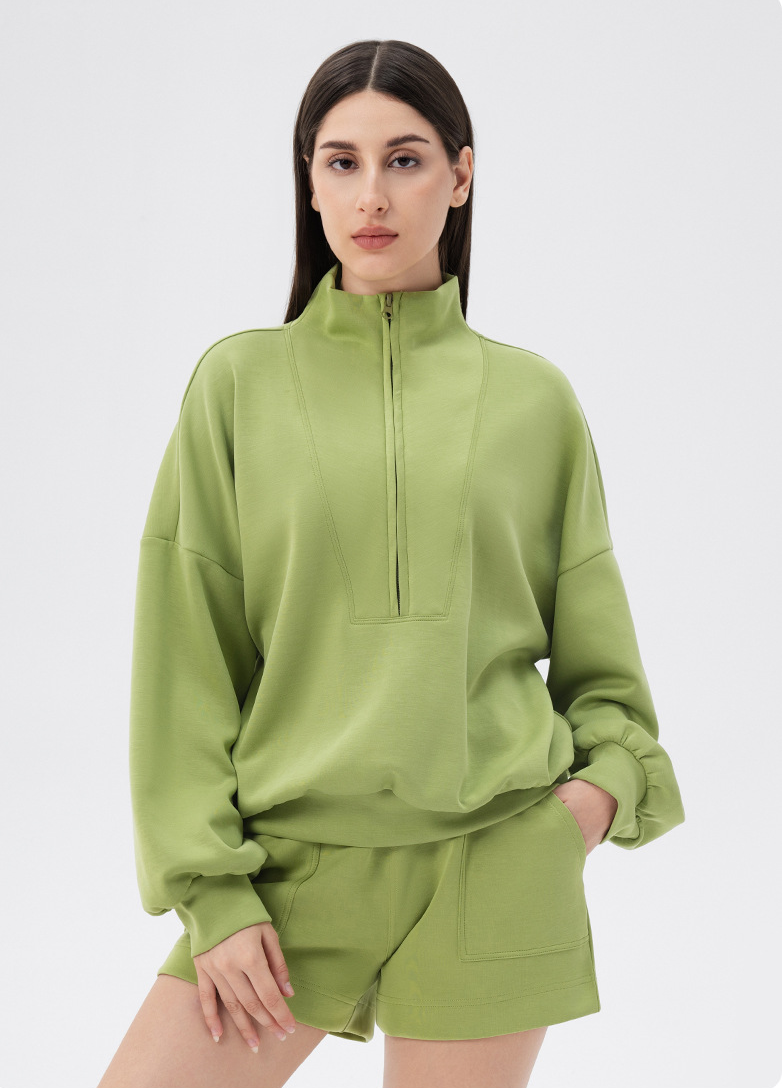 Women’s Autumn/Winter Mock Neck Sweatshirt – Loose Fit Modal Top for Yoga, Running, Casual & Outdoor Wear